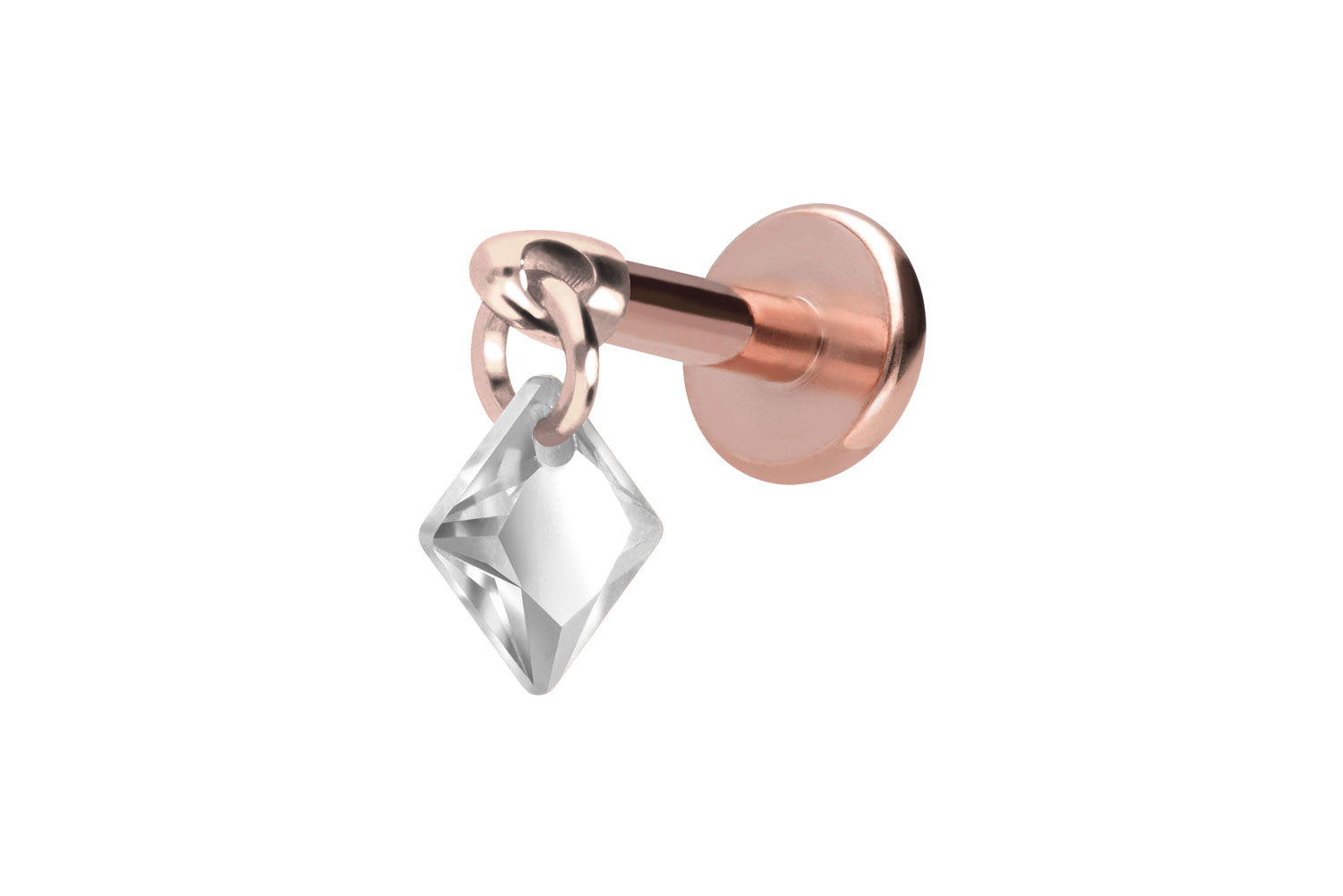 Titan Labret Piercing mit Innengewinde KRISTALLQUADRAT